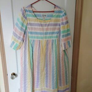 Saybury House Coat/Nightgown - Multi Stripe - 2X